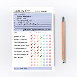 Weekly Habit Tracker Notepad: A5 Productivity Planner, 50 Pages