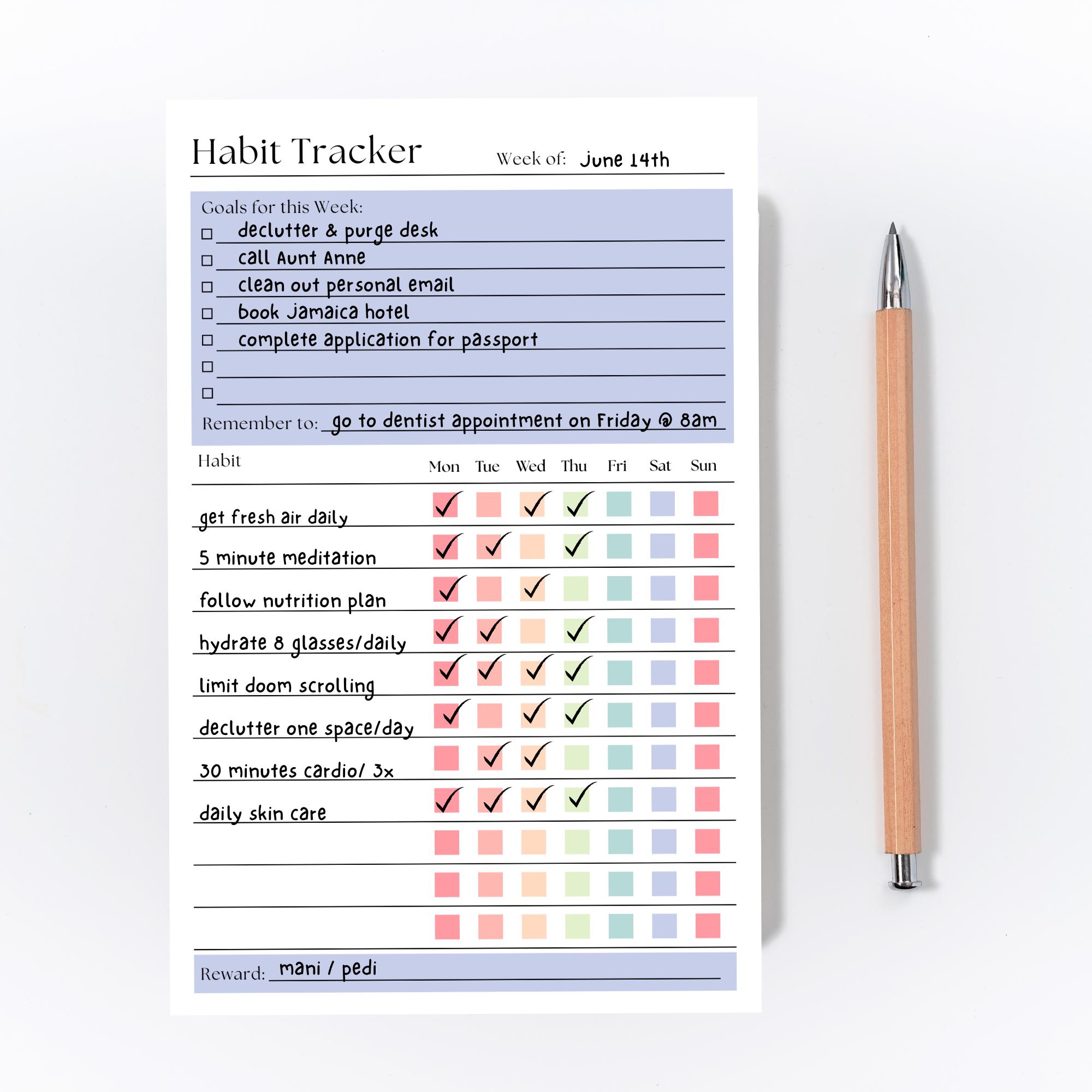 Weekly Habit Tracker Notepad: A5 Productivity Planner, 50 Pages - Etsy