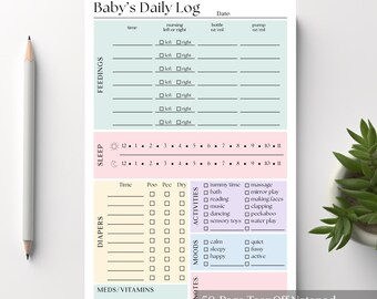 Baby Daily Tracker Notepad: Newborn Care Log, Breastfeeding & Sleep