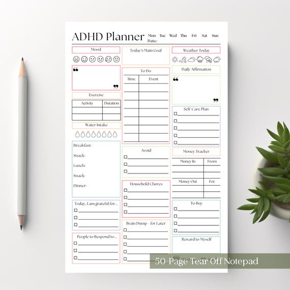 ADHD Daily Productivity Notepad: Brain Dump To-Do List Planner