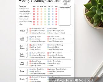 A5 Weekly Cleaning Checklist Notepad: 50-Page Daily To-Do List Planner
