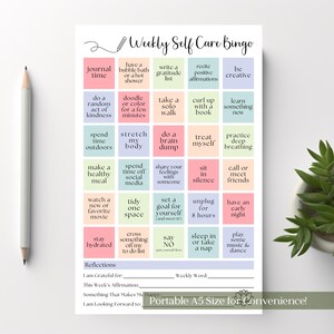 Weekly Self-Care Planner BINGO Notepad: A5 Wellness Checklist, 50 Tear Off Pages image 3