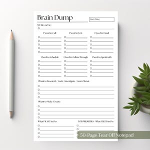 Brain Dump Notepad: A5 ADHD To-Do List Planner