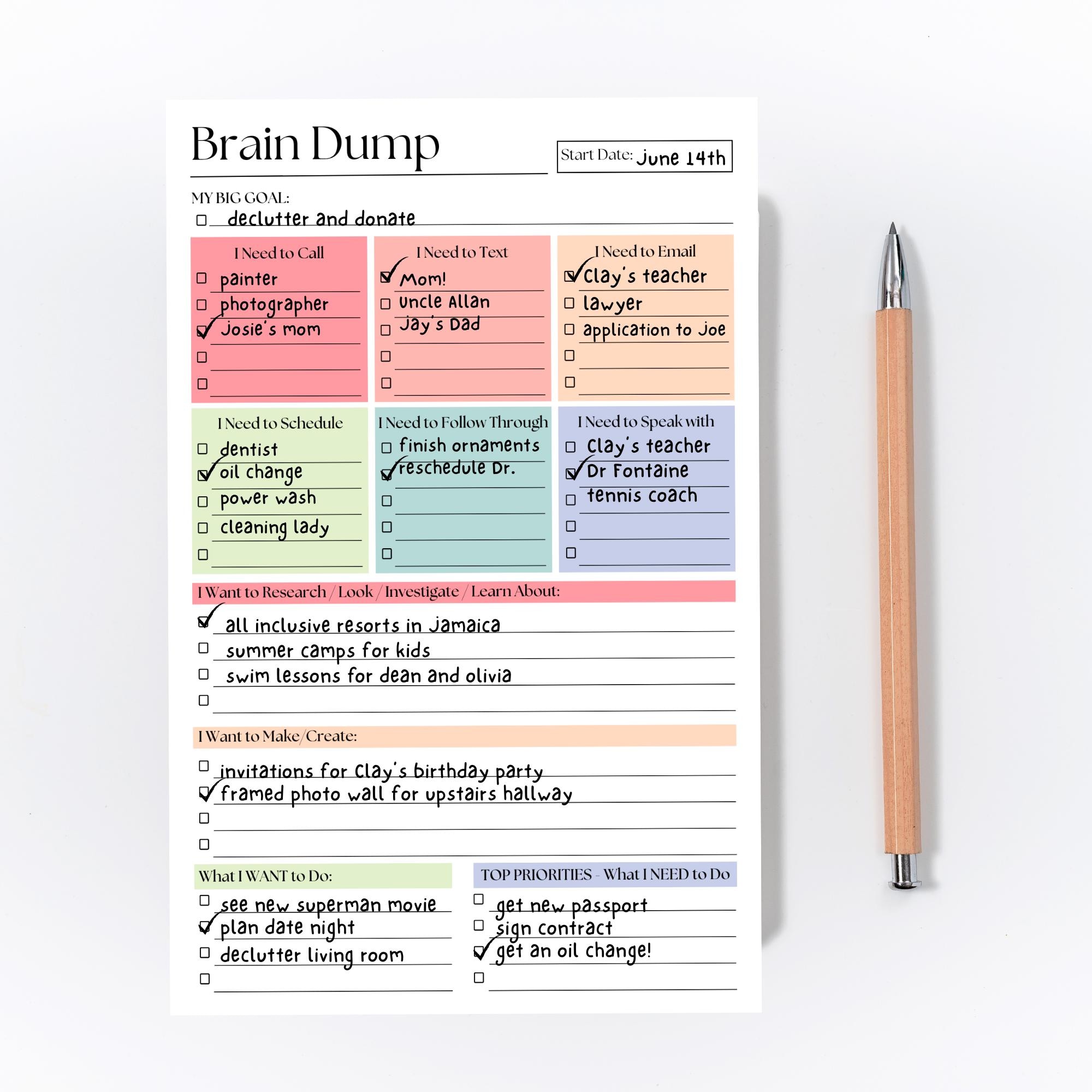 A5 Brain Dump Notepad: 50-page Daily To-do List Planner - Etsy