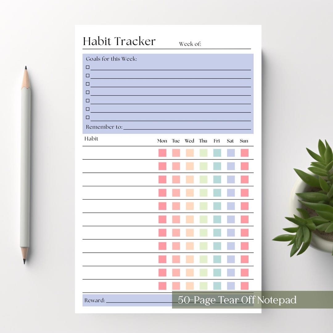 Weekly Habit Tracker Notepad: A5 Productivity Planner, 50 Pages - Etsy