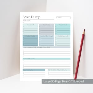 Brain Dump Notepad: 50-Page Daily To-Do List Planner