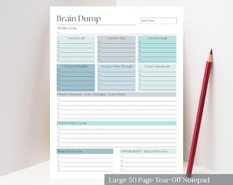 Brain Dump Notepad: 50-Page Daily To-Do List Planner