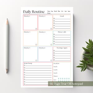 Daily Routine Planner Notepad: A5 To-Do List, 50 Pages Priority Planner Matrix