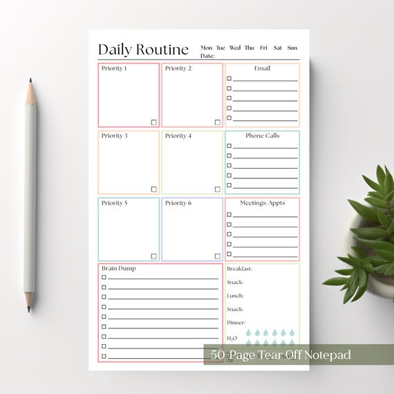 Daily Routine Planner Notepad: A5 To-Do List, 50 Pages