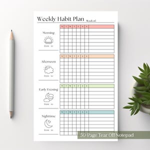 Weekly Habit Tracker Notepad: A5 Productivity Planner, 50 Tear-Off Pages