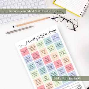 Weekly Self-Care Planner BINGO Notepad: A5 Wellness Checklist, 50 Tear Off Pages image 6