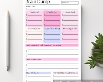 ADHD Brain Dump Notepad: A5 Daily To-Do List Planner