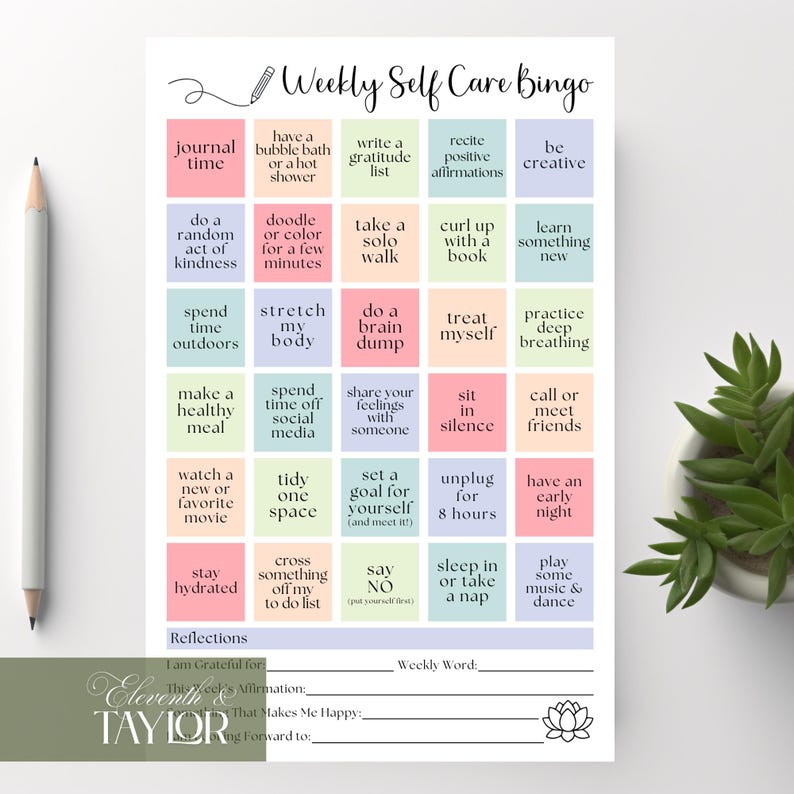 Weekly Self-Care Planner BINGO Notepad: A5 Wellness Checklist, 50 Tear Off Pages image 8