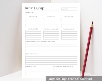 ADHD Brain Dump Notepad: Daily To-Do List, Thought Organizer - 50 Page