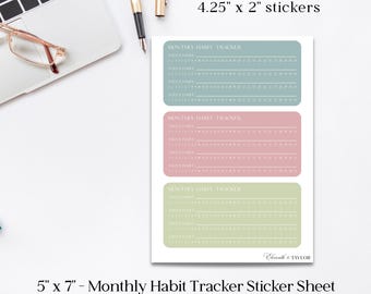 Habit Tracker Stickers: Minimalist Monthly Goal Planner Stickers