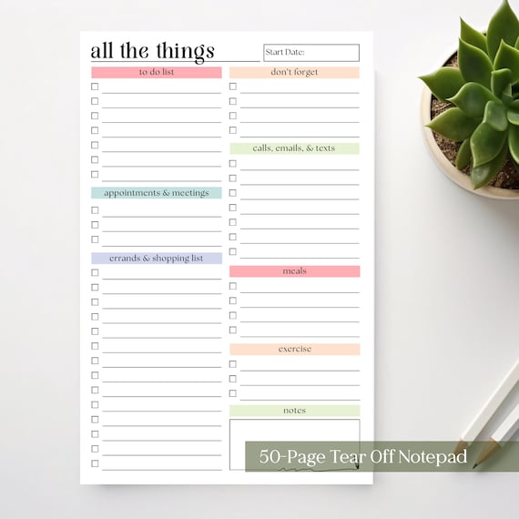 To Do List Planner Notepad: A5 Productivity Checklist, 50 Tear Off Pages