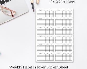Wöchentliche Habit Tracker Aufkleber, Minimalistische Planer Aufkleber