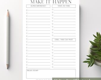 A5 Brain Dump Notepad: 50-Page Daily To-Do List Planner