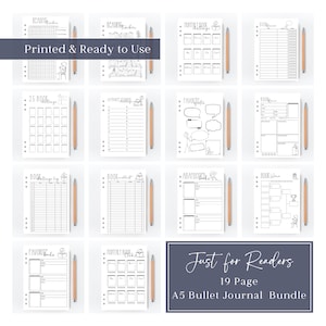 Lot de pages pour le Bullet Journal des lecteurs, encarts imprimés pour agenda A5 Club de lecture, encarts Bujo, pages de suivi annuelles prêtes à l'emploi, carnet de lecture
