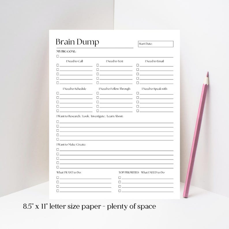 ADHD Brain Dump Notepad: Daily To-Do List, Thought Organizer - 50 Page