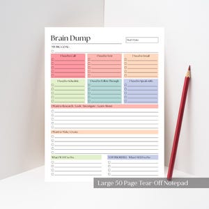 Brain Dump Notepad: 50-Page Daily To-Do List Planner