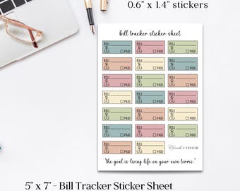 Bill Tracker Planner Stickers: Minimalist Budget Journal Set