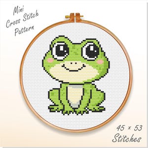 Cute Frog Cross Stitch Pattern PDF - Easy xstitch Pattern - Cute Frog Embroidery - Mini Cross Stitch Chart - Small Frog Cross Stitch Pattern