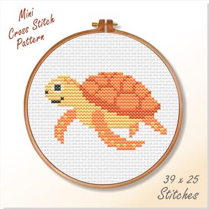 Mini kruissteekpatroon pdf Babyschildpad X-steekpatroon, schildpad kruissteekpatroon, schildpadborduurwerk, kruissteektabel zeedieren