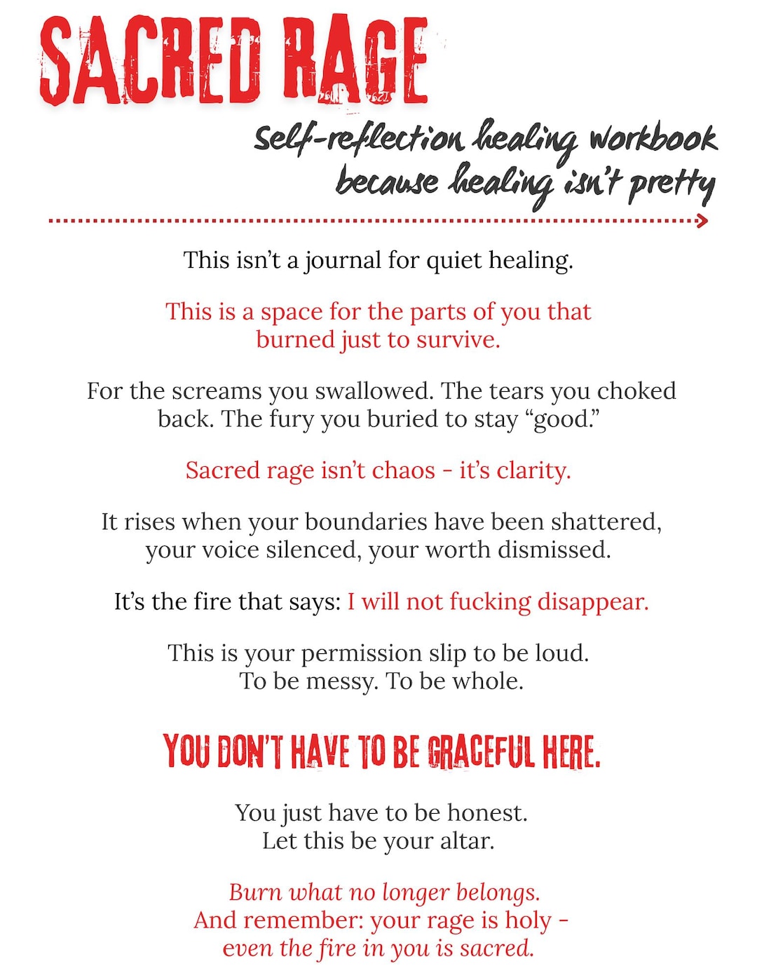 Printable Rage Journal Sacred Rage Shadow Work Journal + Digital Affirmation Stickers | Self ...