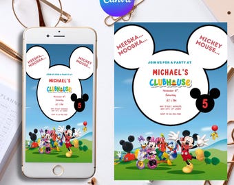 Mickey Mouse Birthday Invite, Birthday Invitation Mickey, Oh Twodles I'm Two Micky, Birthday Boy Mickey Invitation, Mickey Invite Kids Bday