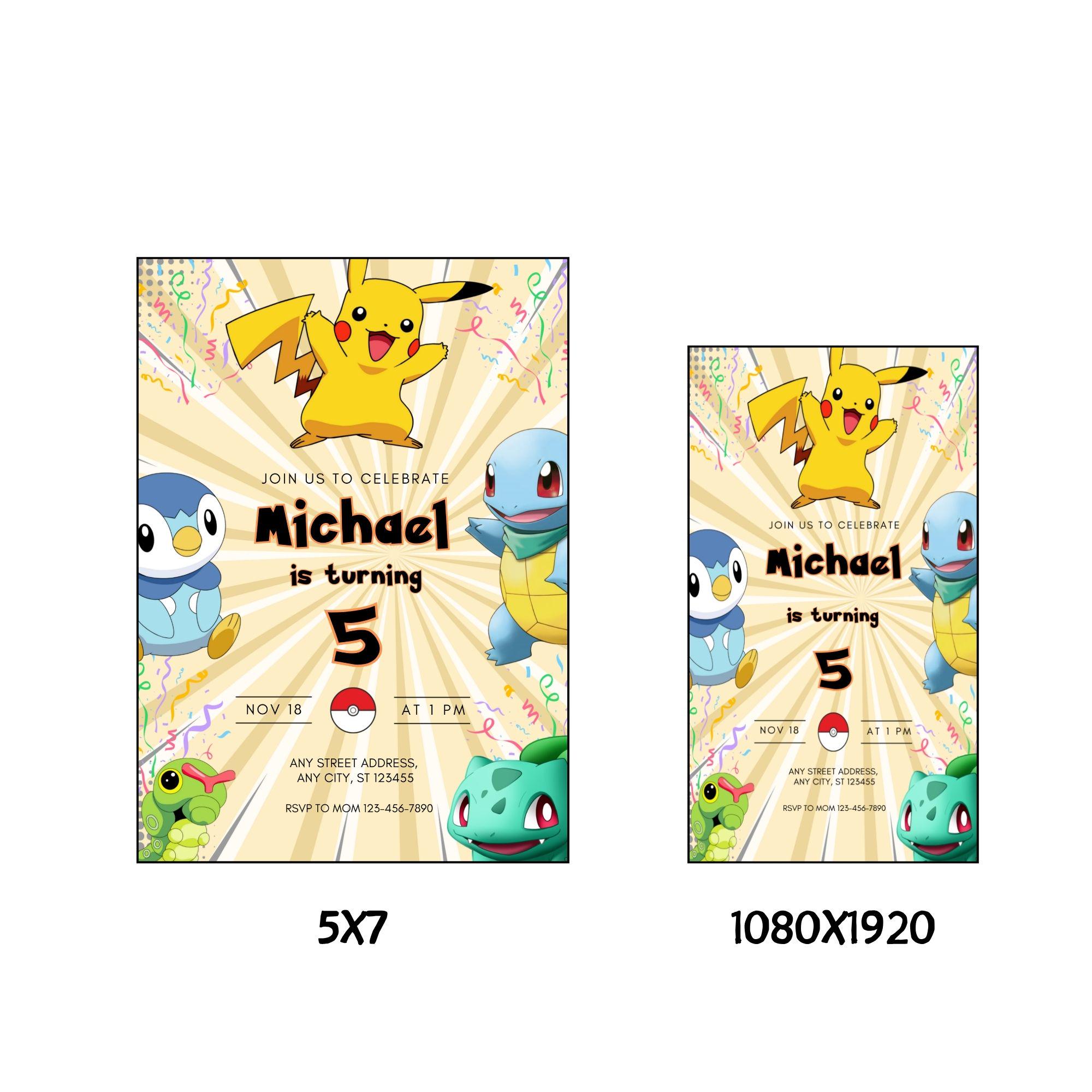 Editable Pokémon Birthday Invitation Template, Printble Birthday ...