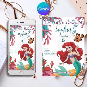 Little Mermaid Invitation Little Mermaid Birthday Invitation Ariel Party Little Mermaid Watercolor Invitation Ariel Editable Invitation