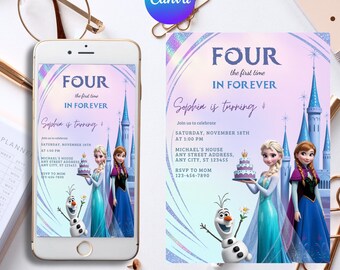 Editable Elsa Invite Digital Frozen Party Invitation Custom Frozen Invite Frozen Birthday Anna Frozen 2nd Birthday Digitally Download