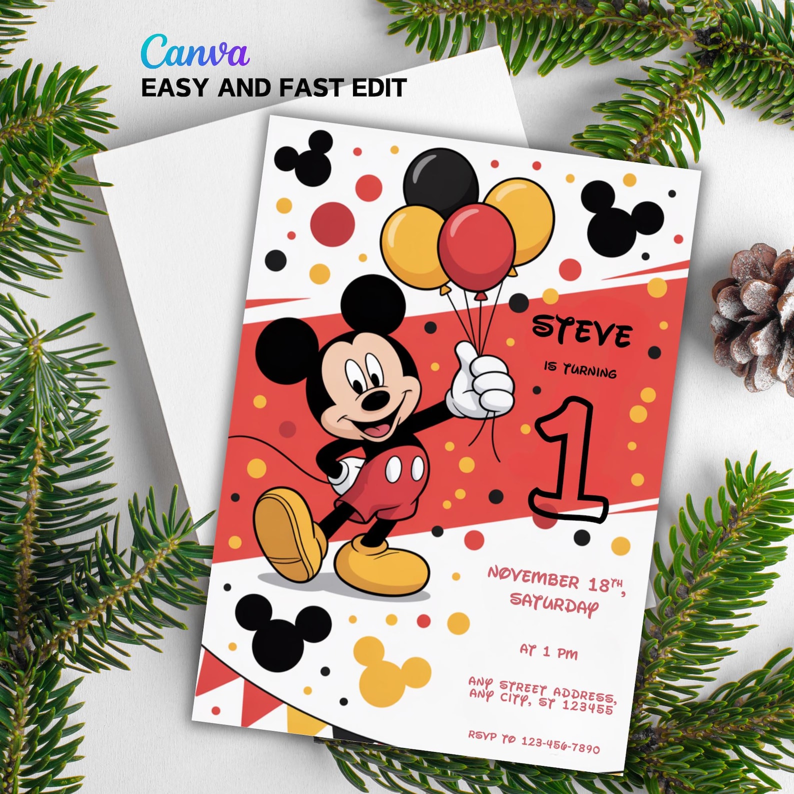 Oh Twodles Invitation, Mickey Birthday Invitation, Mickey Mouse