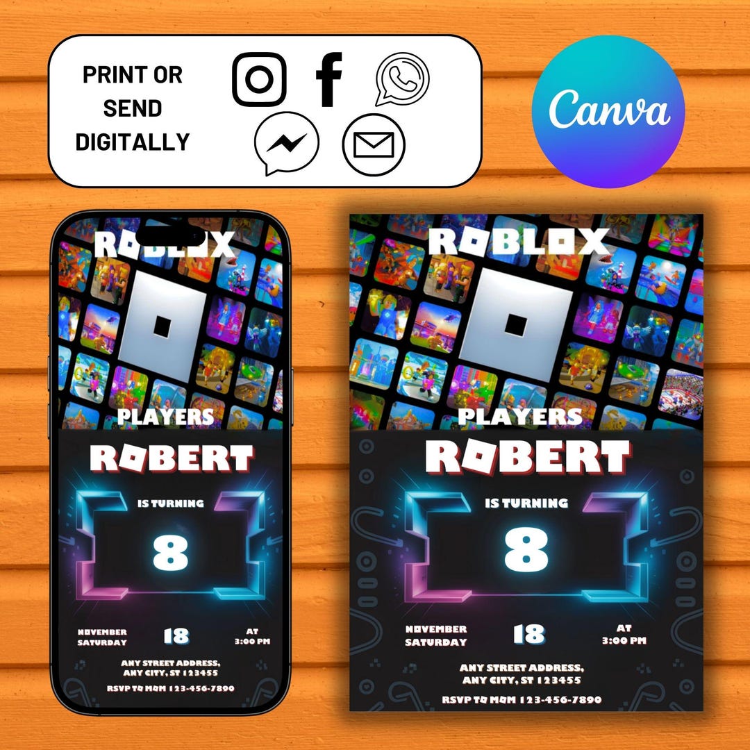 Editable Roblox Invitation Template, Roblox Invite, Editable Roblox ...