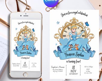 Editable Elsa Invite Digital, Frozen Party Invitation, Custom Frozen Invite, Frozen Birthday Anna Frozen 4th Birthday Digital Download
