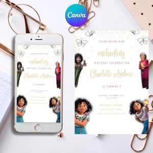 Gabbys Dollhouse Birthday Invitation, Editable Gabby&#39;s Kids Birthday Invite, Pandy Template Editable Printable, Invite Instant Download