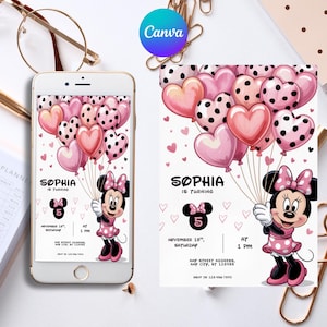 Editable Oh TWOdles Birthday Invitation, Digital 2nd Birthday Cute Mouse Second Birthday Invite, Oh Twodles Invitiation Boho Minnie Invite