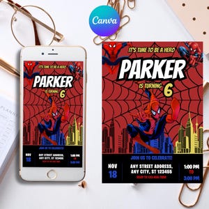 Spidey Invitation Spidey and his Amazing Friends Birthday Invitation, Spidey Birthday Party Invite Boy Editable Template Instant Digital