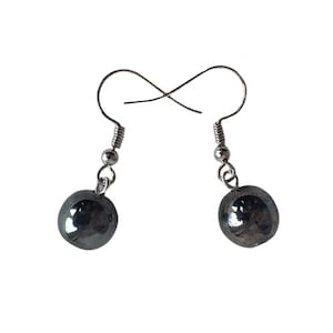 Black Glass Bead Dangle Earrings