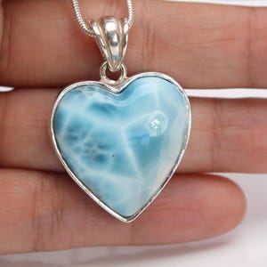 Exquisite Larimar Heart Pendant, Larimar Heart Necklace, AAA Top Grade Larimar Heart