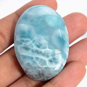 Larimar Stone Cabochon Palm Stone, Ocean Larimar specimen, Larimar crystal, Dominican Larimar