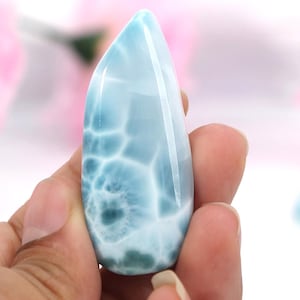 Soft Blues Larimar Stone, Freeform Larimar Cabochon, Larimar Palm Stone Specimen