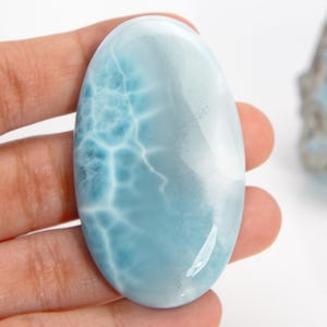 Cloud Larimar Stone Cabochon, AAA Larimar Palm Stone, Larimar specimen, Larimar crystal, Dominican Larimar