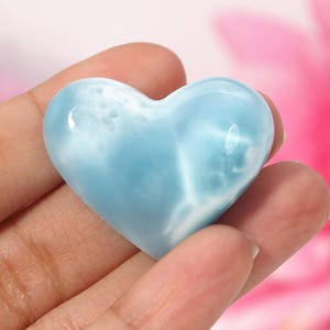 Larimar Heart, AAA Larimar Stone Heart Cabochon, Larimar Palm Stone, Super Blue Larimar crystal
