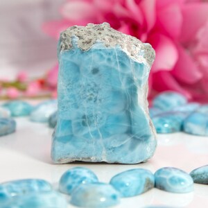 Sky Blue Larimar Stone, Semi Polished, Semi Rough Larimar, Raw Larimar Specimen Paperweight,Natural Larimar