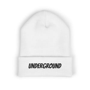 Underground Embroidered Cuffed Beanie – 12" Acrylic Knit Hat