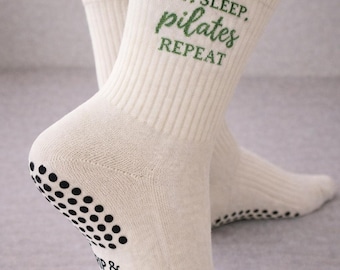 Pilates grip sock, eat, sleep, Pilates, repeat