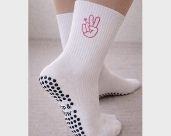 Peace and Love,  Pilates Grip Socks