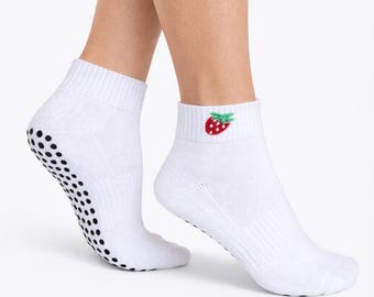 Berry flow, short Pilates grip sock